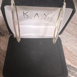 10k gold diamond chip hoop earrings